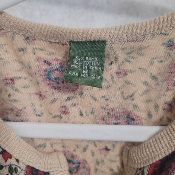 Vintage Blue Red Flowers Cardigan Sweater Outback Red The Limited Size M 1980's - Picture 5 of 15